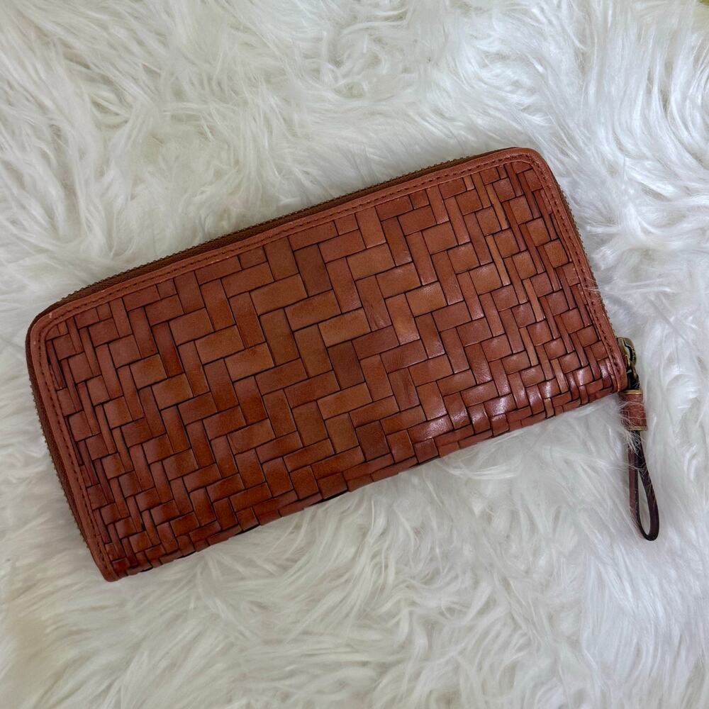 Cole Haan Genevieve Weave Wallet Organizer Card Holder Travel Woven Copper Brown - Picture 2 of 14